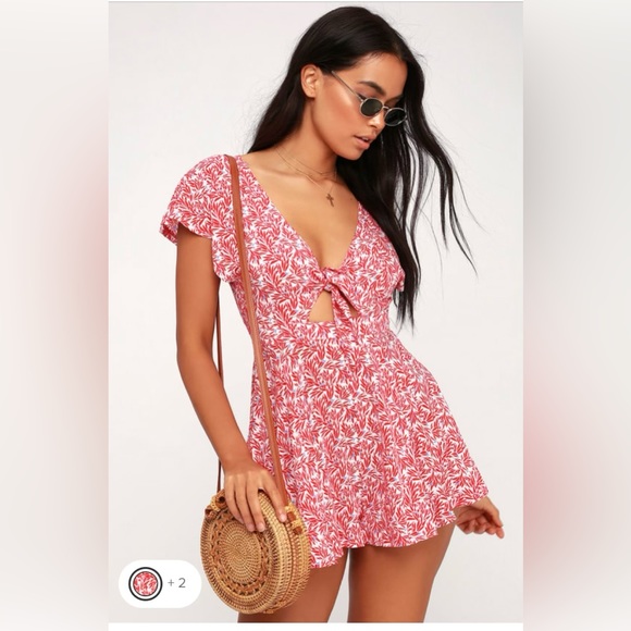 Lulus Pants - Lulus Tie-Front Short Sleeve Romper